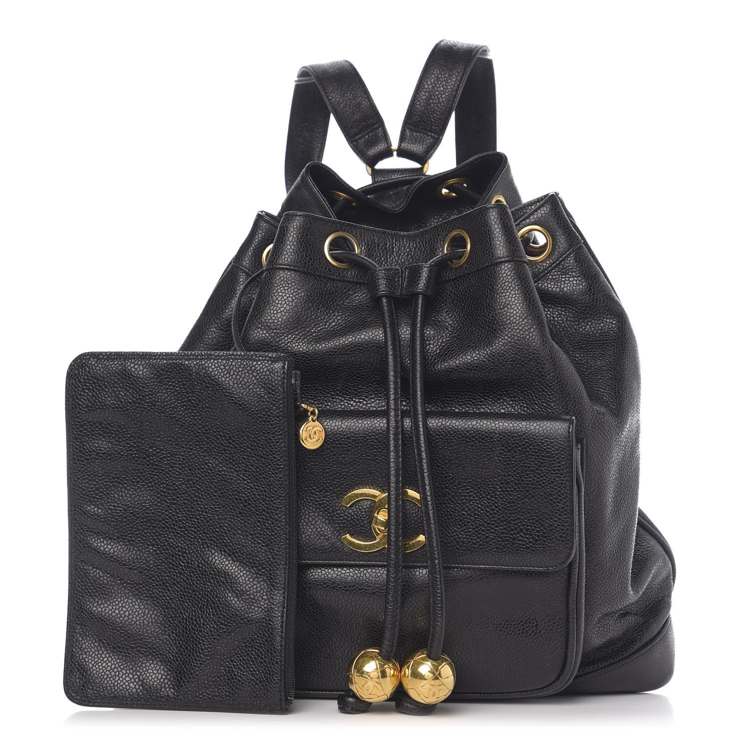 Chanel Caviar Drawstring Backpack Bag Black 1 of 10