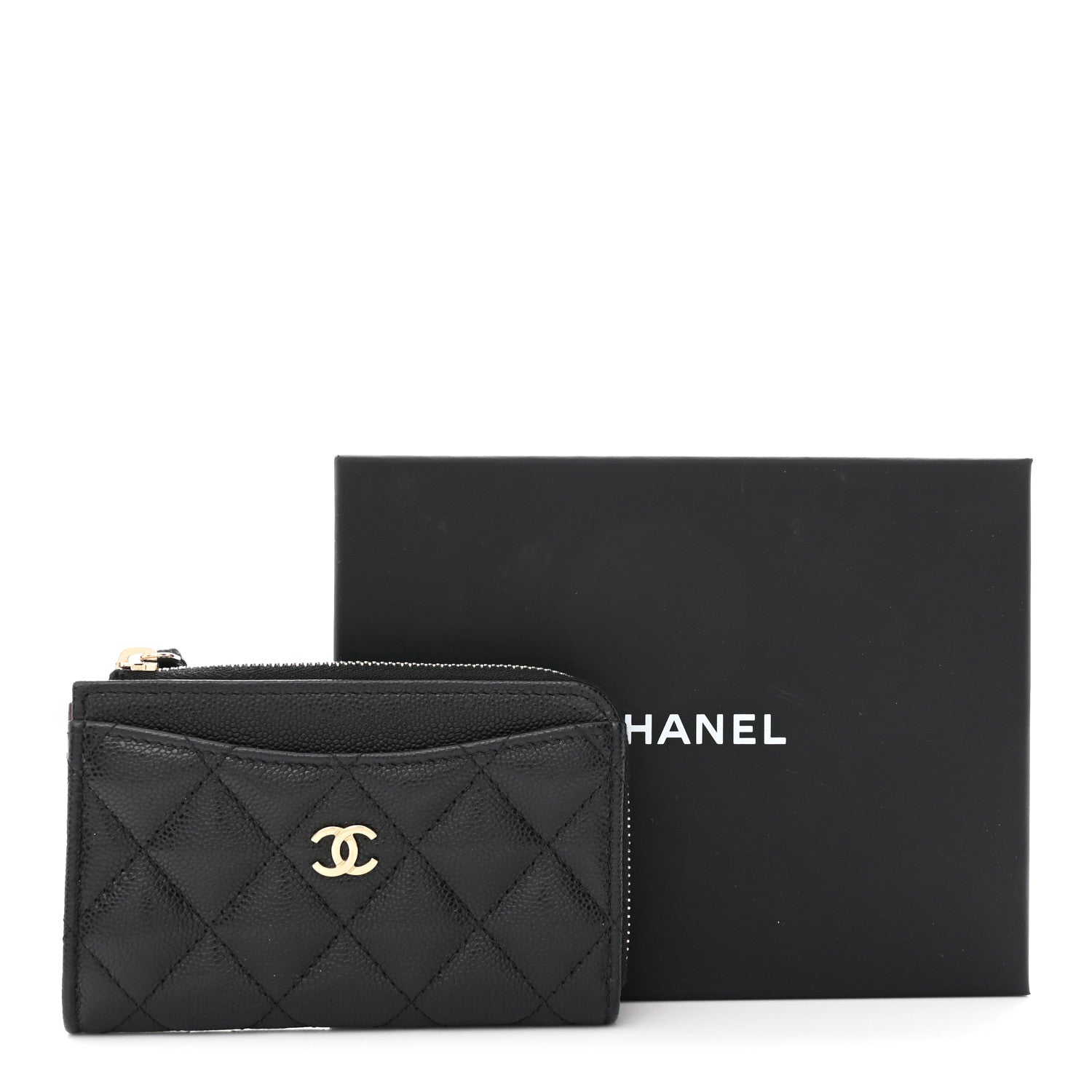 Chanel Caviar Quilted CC Zip Around Card Holder Black 8 of 8
