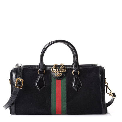 Gucci Suede Patent GG Web Medium Ophidia Boston Black 1 of 8