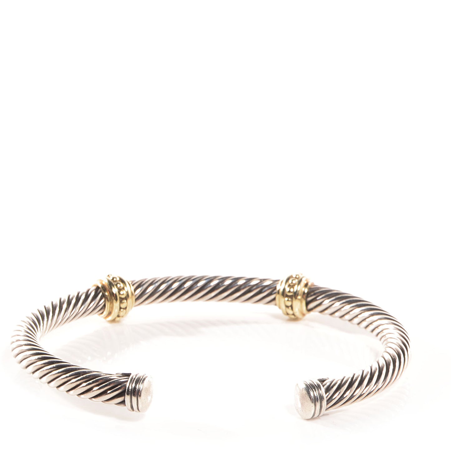 Sterling Silver 14K Yellow Gold 5mm Cable Classics Two Station Bracelet
