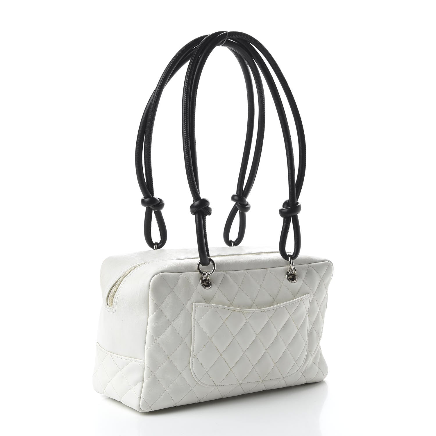 Chanel Calfskin Quilted Large Cambon Bowler White Black 3 of 10