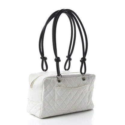Chanel Calfskin Quilted Large Cambon Bowler White Black 3 of 10