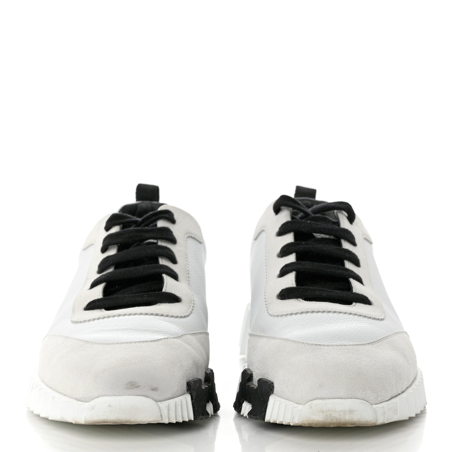 Calfskin Suede Goatskin Bouncing Sneakers 40 White Black