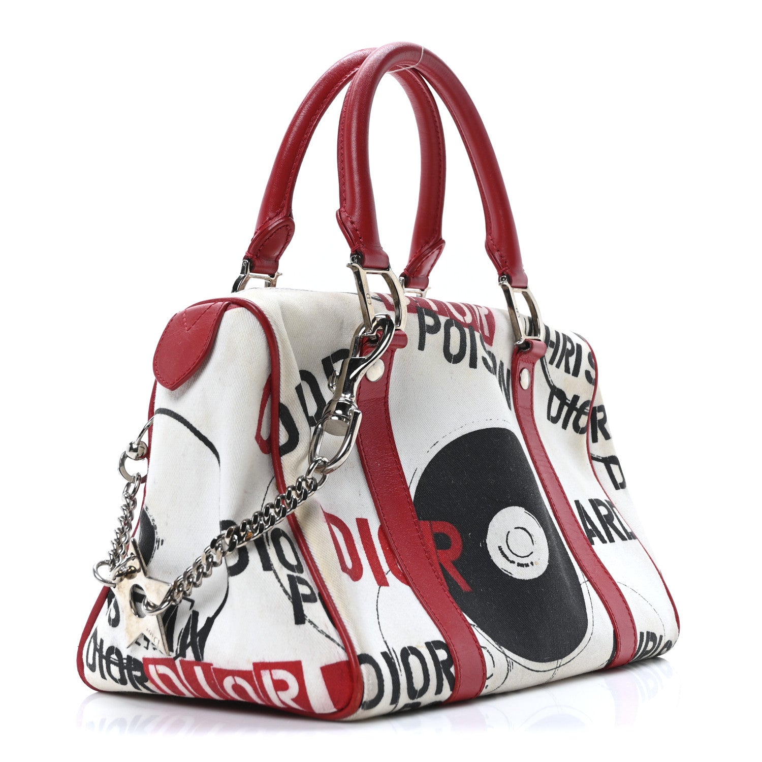 Christian Dior Canvas Hardcore Pierced Boston Black Red White 3 of 10