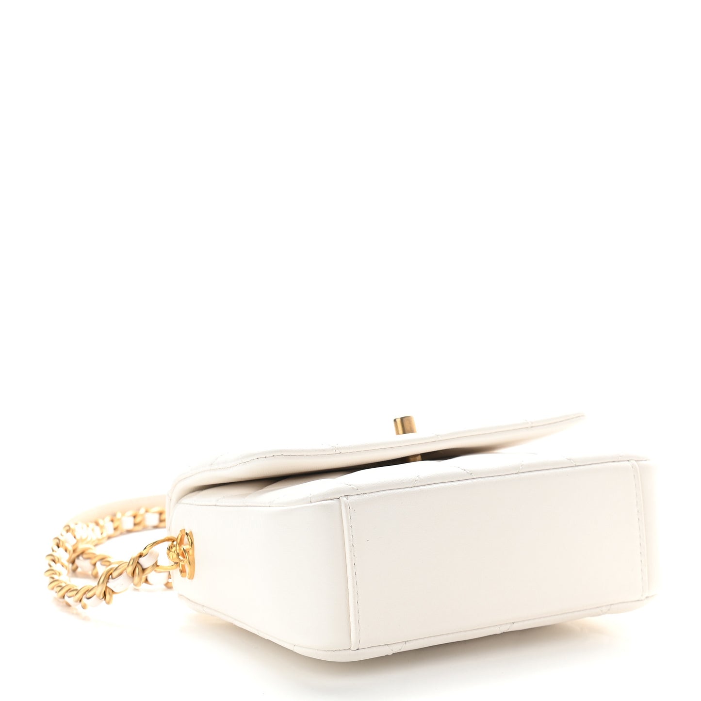 Lambskin Quilted Mini Side Note Flap White