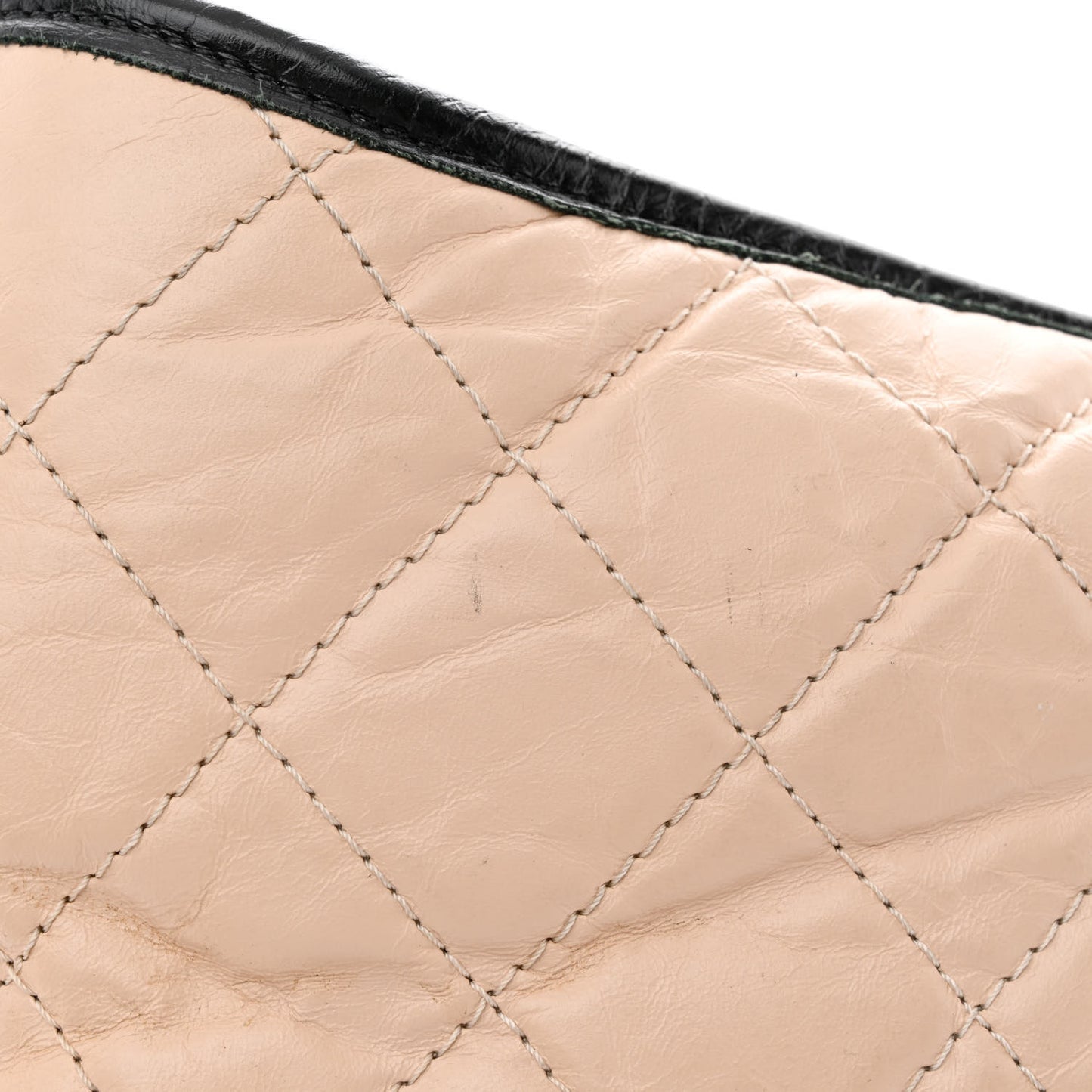 Aged Calfskin Quilted Medium Gabrielle Hobo Beige Black