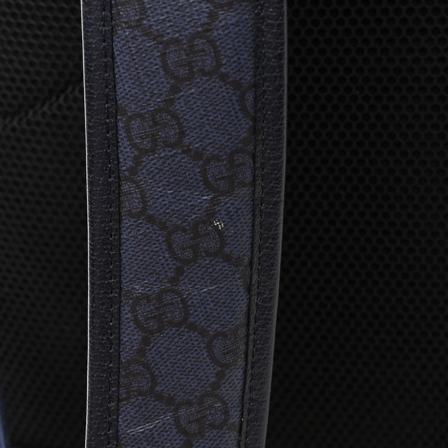 GG Supreme Monogram Textured Dollar Calfskin Medium Double Buckle Backpack Blue Dark Blue Black