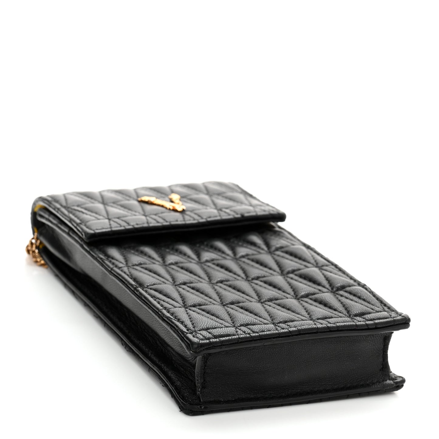 Nappa Quilted Virtus Cell Phone Crossbody Black