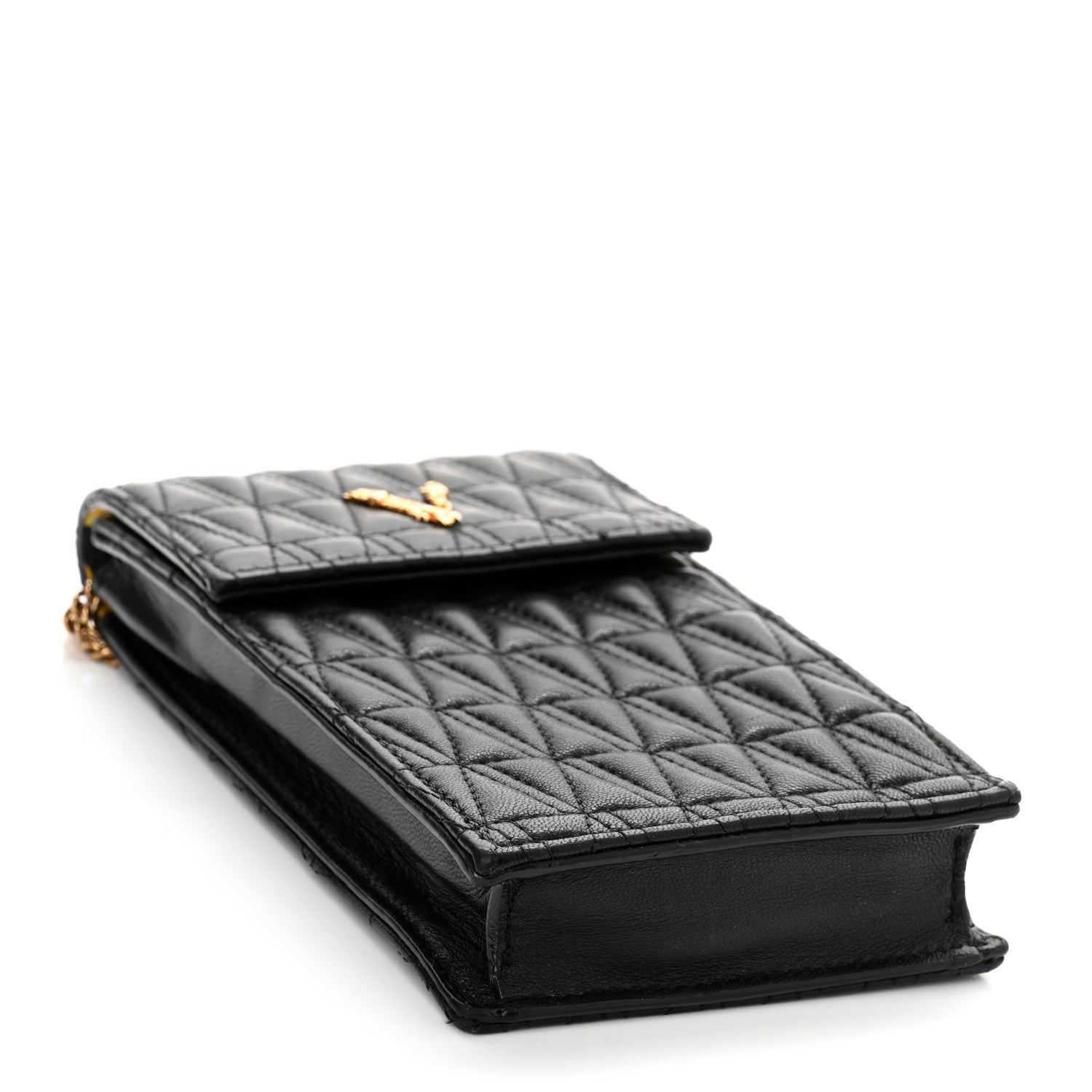 Versace Nappa Quilted Virtus Cell Phone Crossbody Black 4 of 9