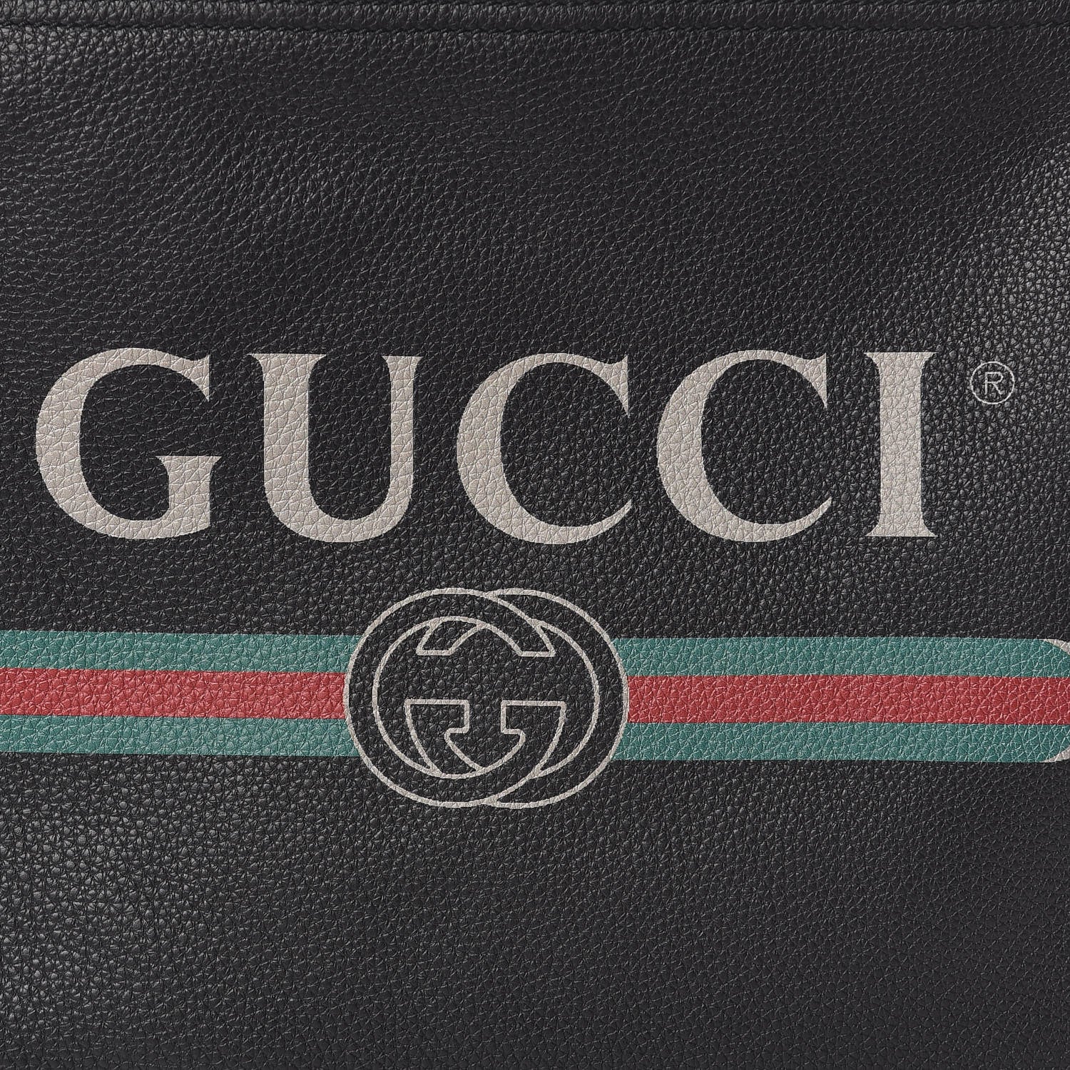 Gucci Pebbled Calfskin Medium Logo Portfolio Clutch Black 8 of 8
