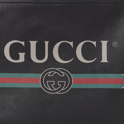 Gucci Pebbled Calfskin Medium Logo Portfolio Clutch Black 8 of 8
