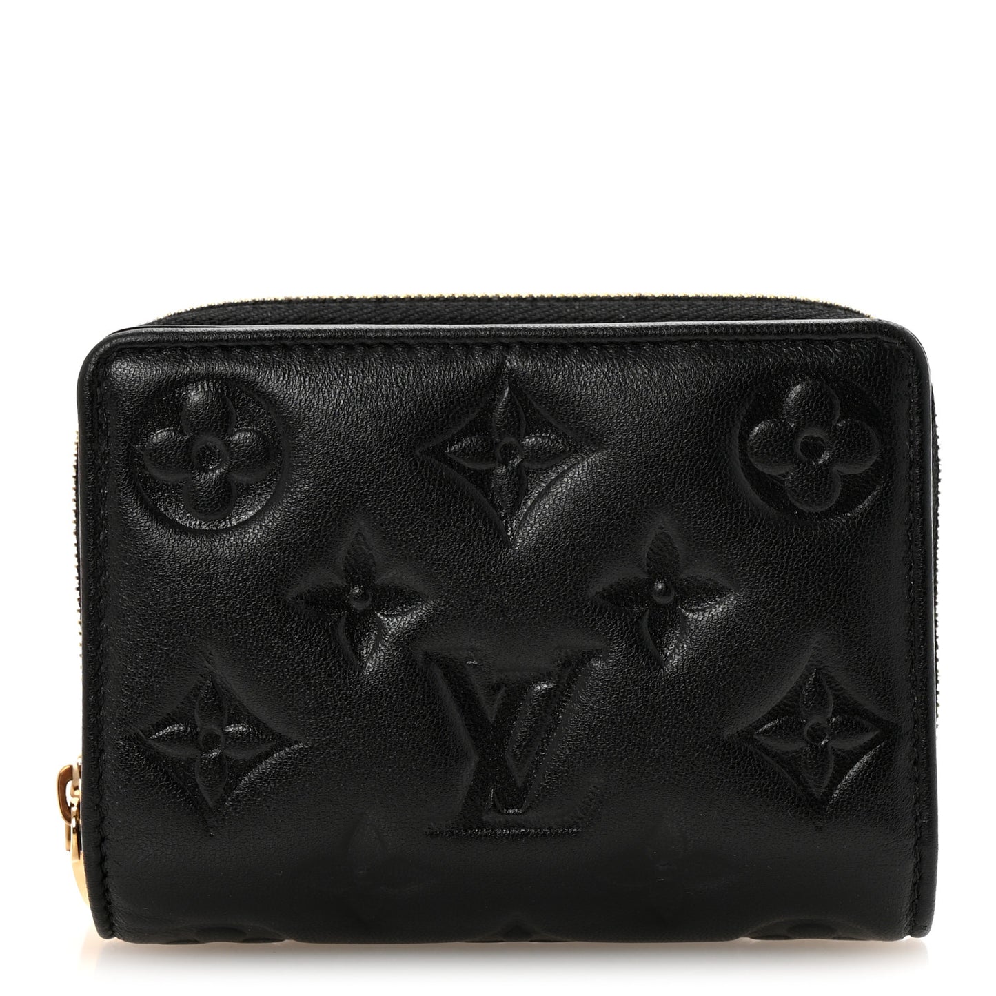 Lambskin Embossed Monogram Lou Coussin Wallet Black