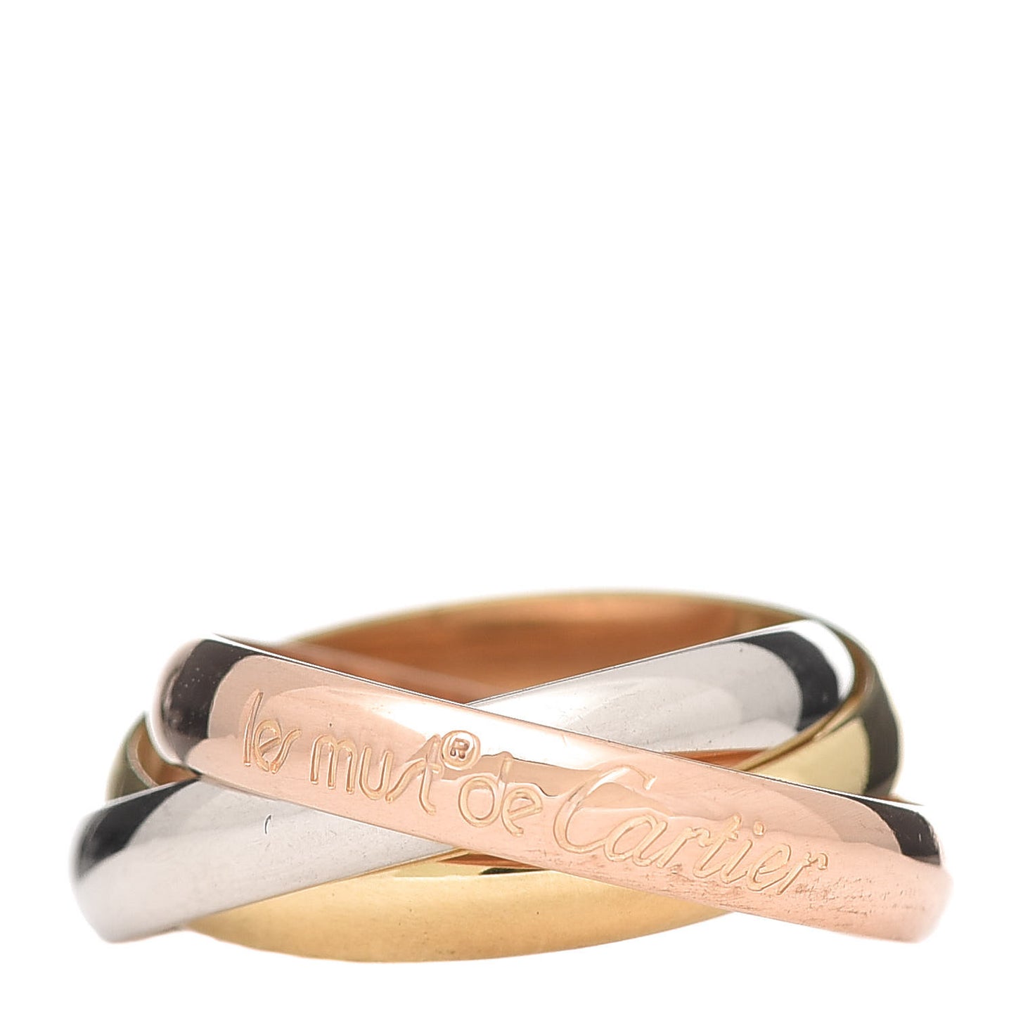 18K Pink Yellow White Gold Classic Les Must De Cartier Trinity Ring 54 6.75
