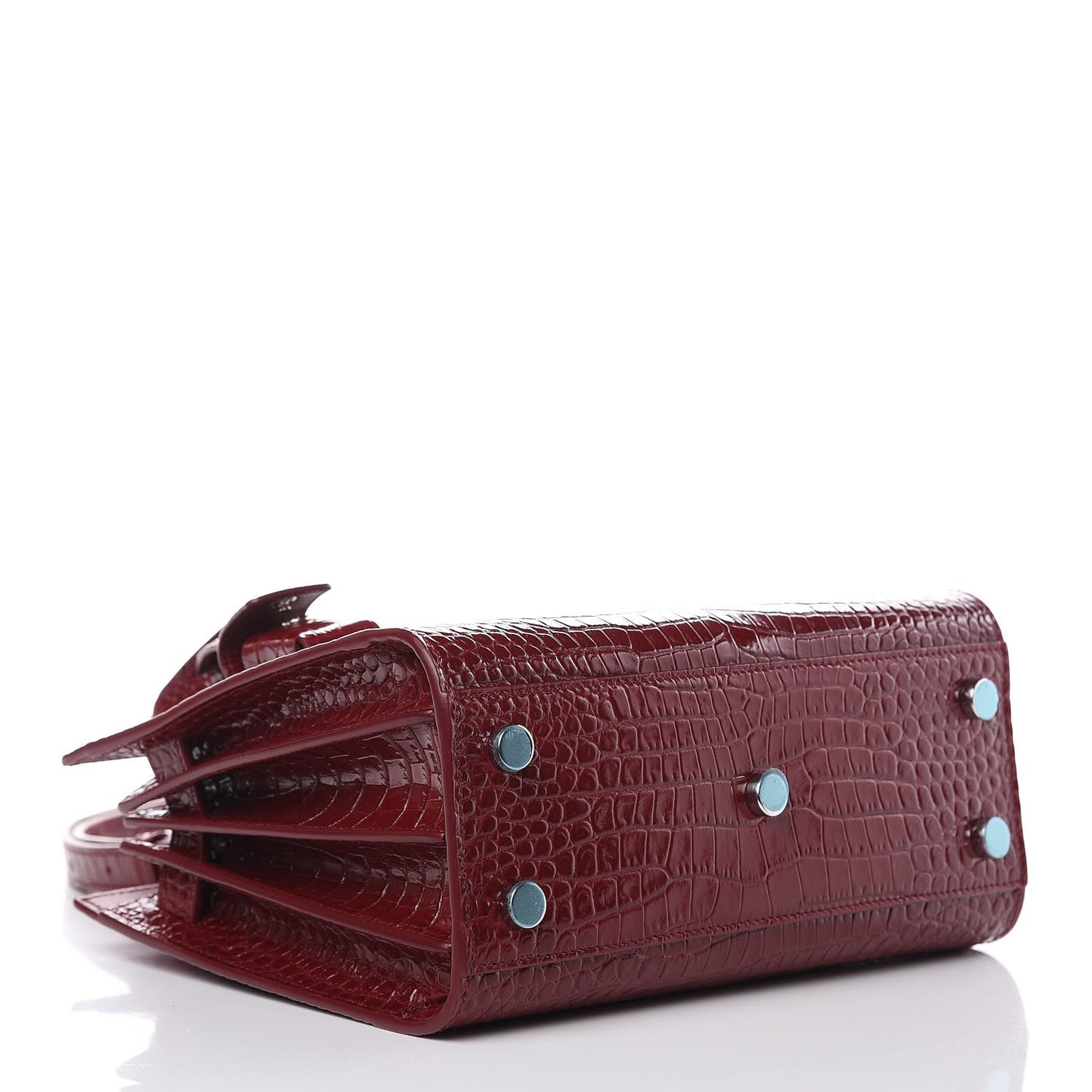 Calfskin Crocodile Embossed Nano Sac De Jour Dark Red