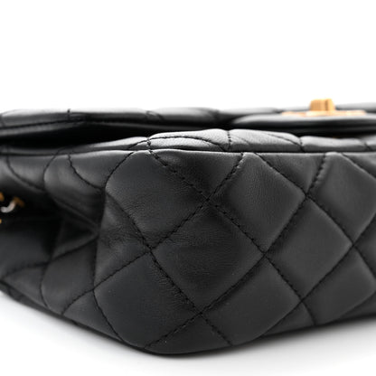 Chanel Lambskin Quilted Mini Rectangular Pearl Crush Flap Black 9 of 10