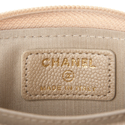 Chanel Caviar Quilted Boy Zip Around Coin Purse Wallet Light Gold 6 of 7
