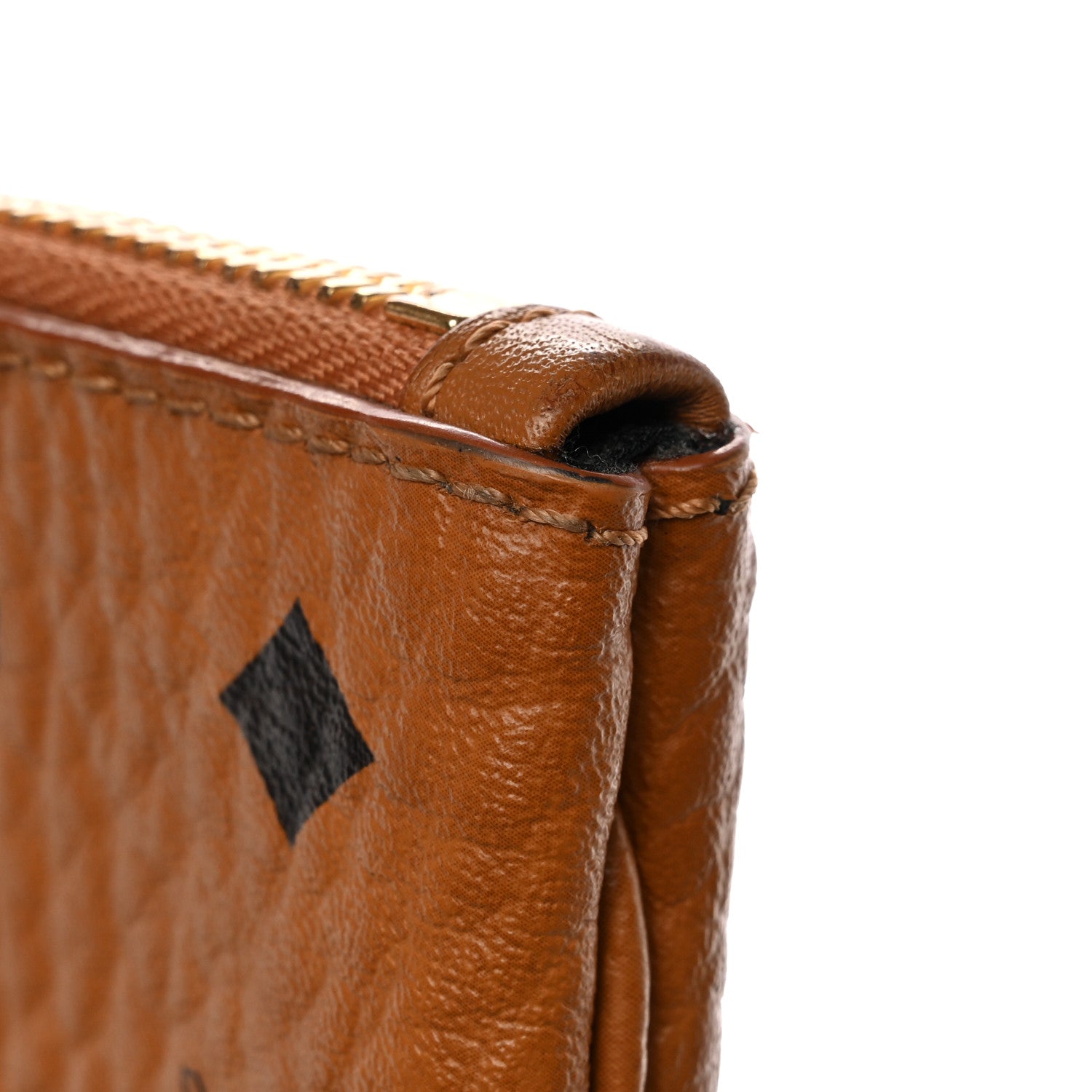 MCM Visetos Large Stark Wristlet Pouch Cognac 9 of 9