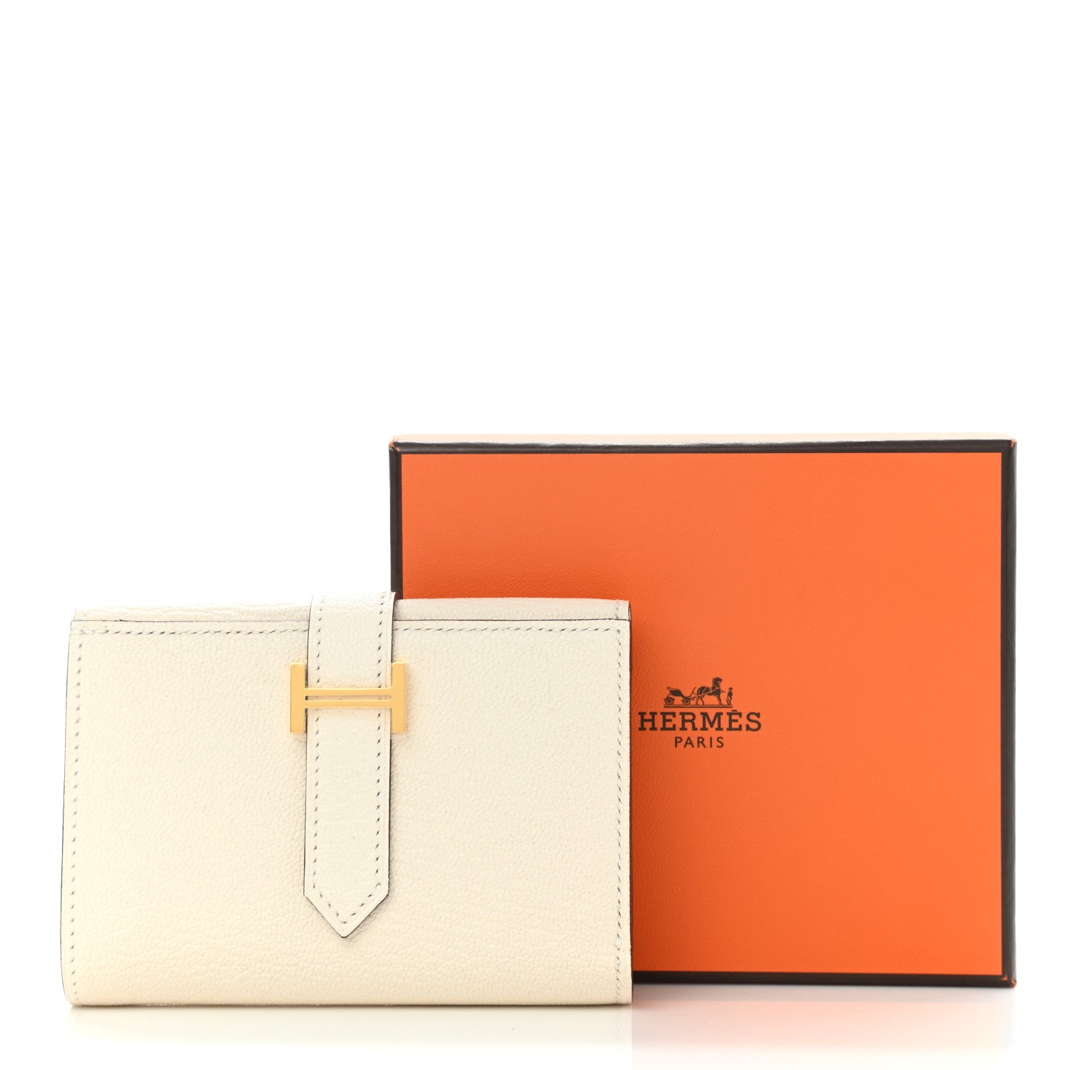 Hermes Chevre Mysore Tri-Fold Compact Bearn Wallet Nata 9 of 9