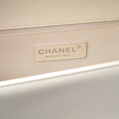 Chanel Lambskin Quilted Medium Boy Flap Dark White 6 of 16