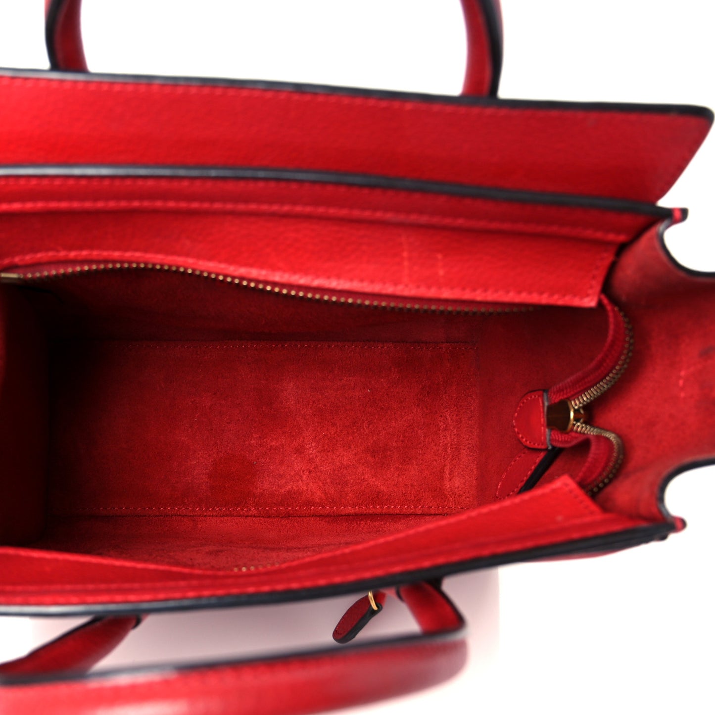 Drummed Calfskin Nano Luggage Vermillion