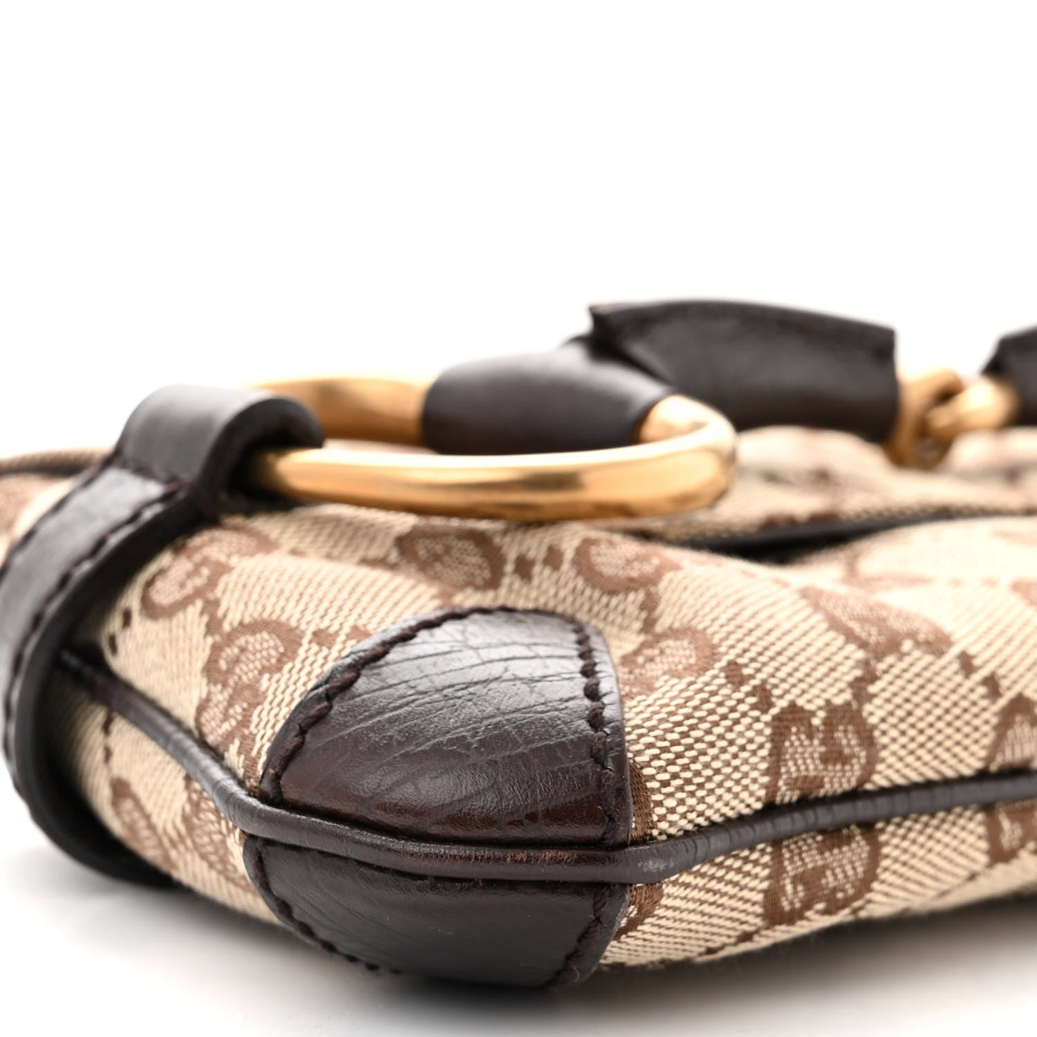 Gucci Monogram Horsebit Clutch Dark Brown 9 of 10
