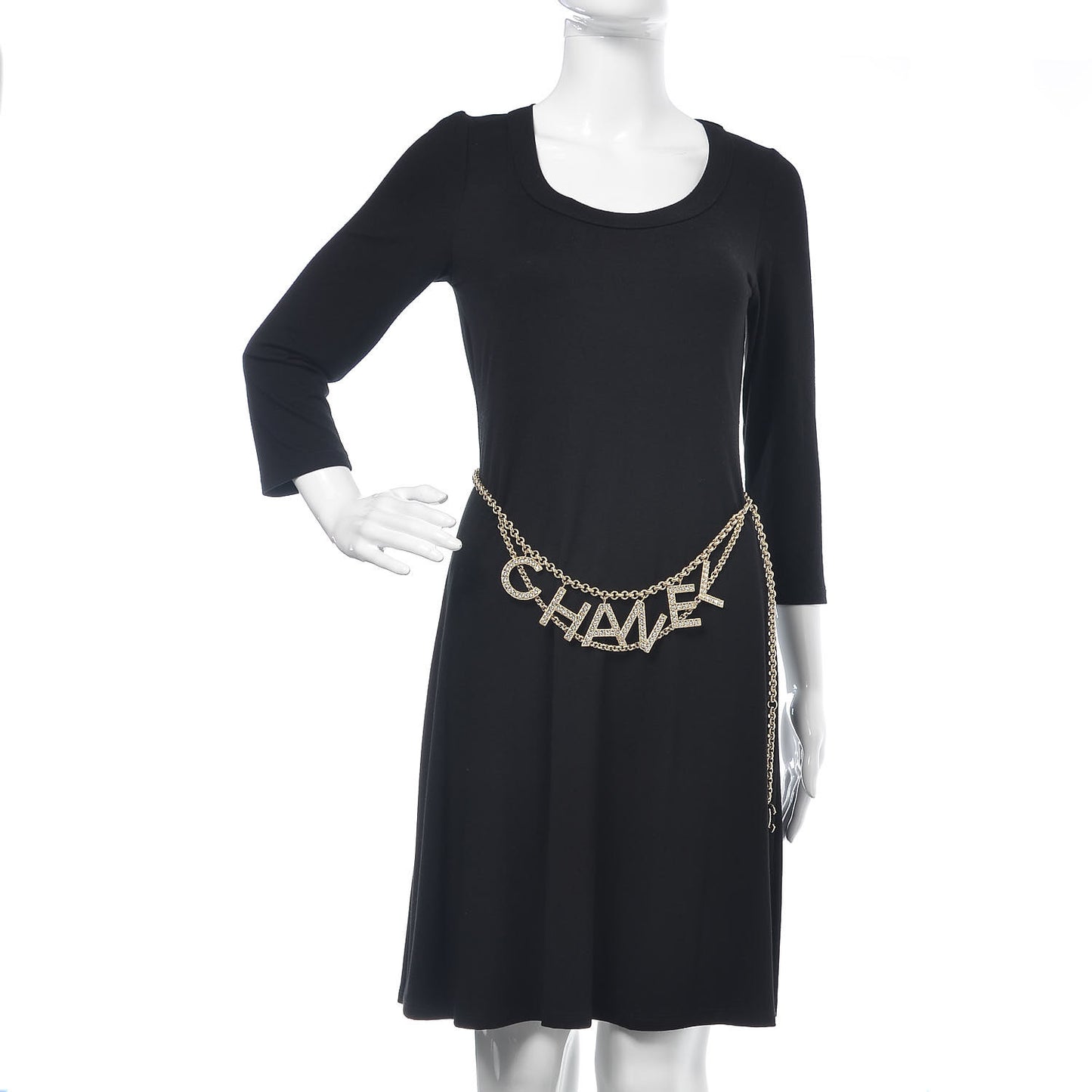 Metal Crystal 90's Icon Logo Chain Belt Gold