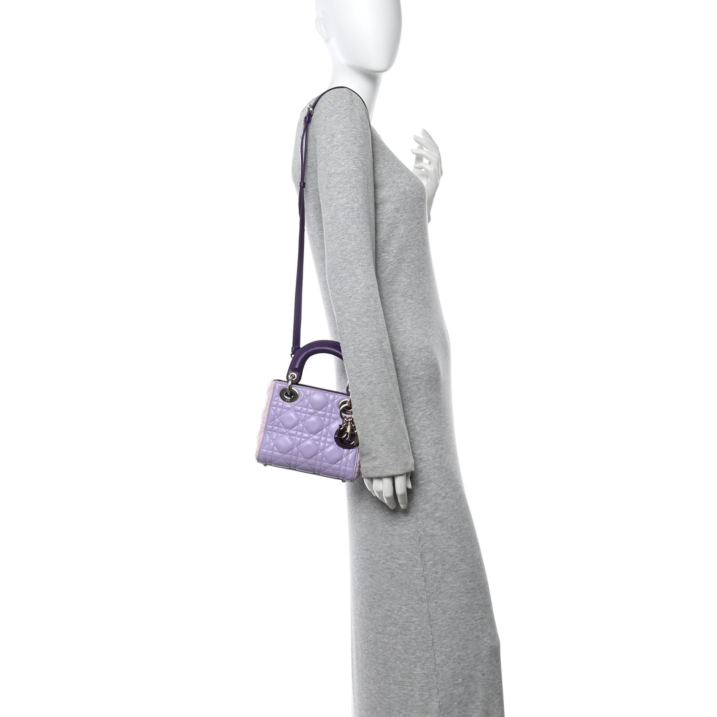 Lambskin Cannage Mini Bi-Color Lady Dior Purple Pink