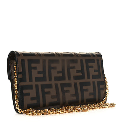 Fendi Vitello Soft F is Fendi Bi-Color FF 1974 Embossed Continental Envelope Wallet On Chain Maya Black 3 of 9