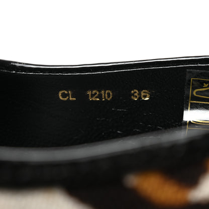 Christian Dior Canvas Leopard Patent Ankle Strap Espadrille Wedges 36 Naturel 6 of 8