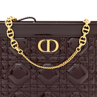 Christian Dior Patent Cannage Caro Zipped Pouch With Chain Amaranth 8 of 10