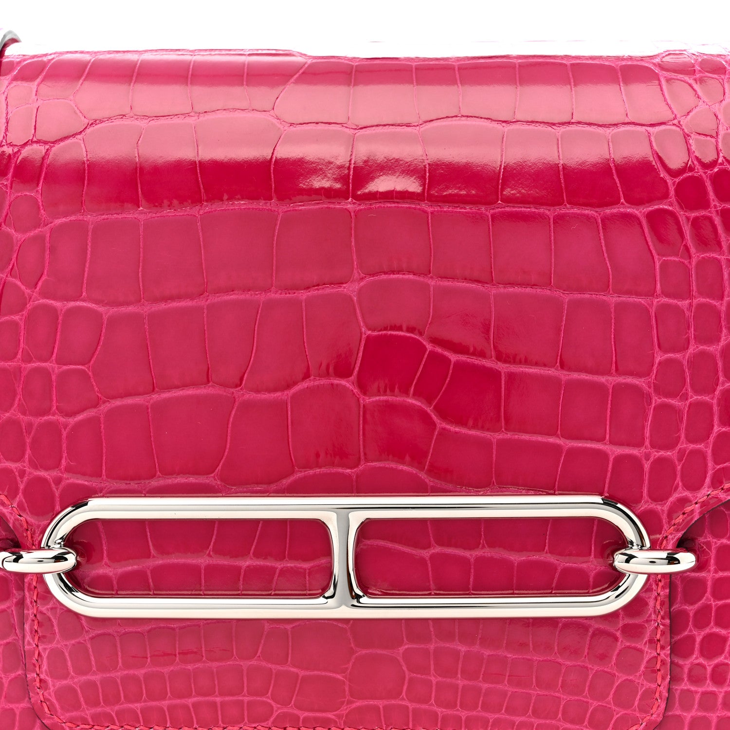 Hermes Shiny Alligator Mini Sac Roulis Rose Mexico 8 of 11