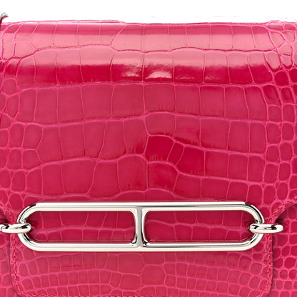 Hermes Shiny Alligator Mini Sac Roulis Rose Mexico 8 of 11