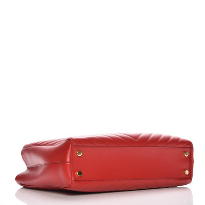 Saint Laurent Grain De Poudre Matelasse Chevron Large Monogram Shopping Bag Red 4 of 8