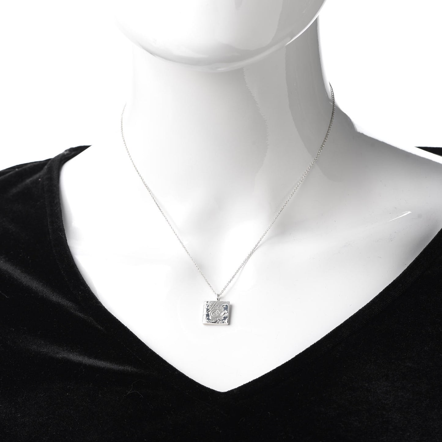 Sterling Silver Notes I Love You Square Pendant Necklace