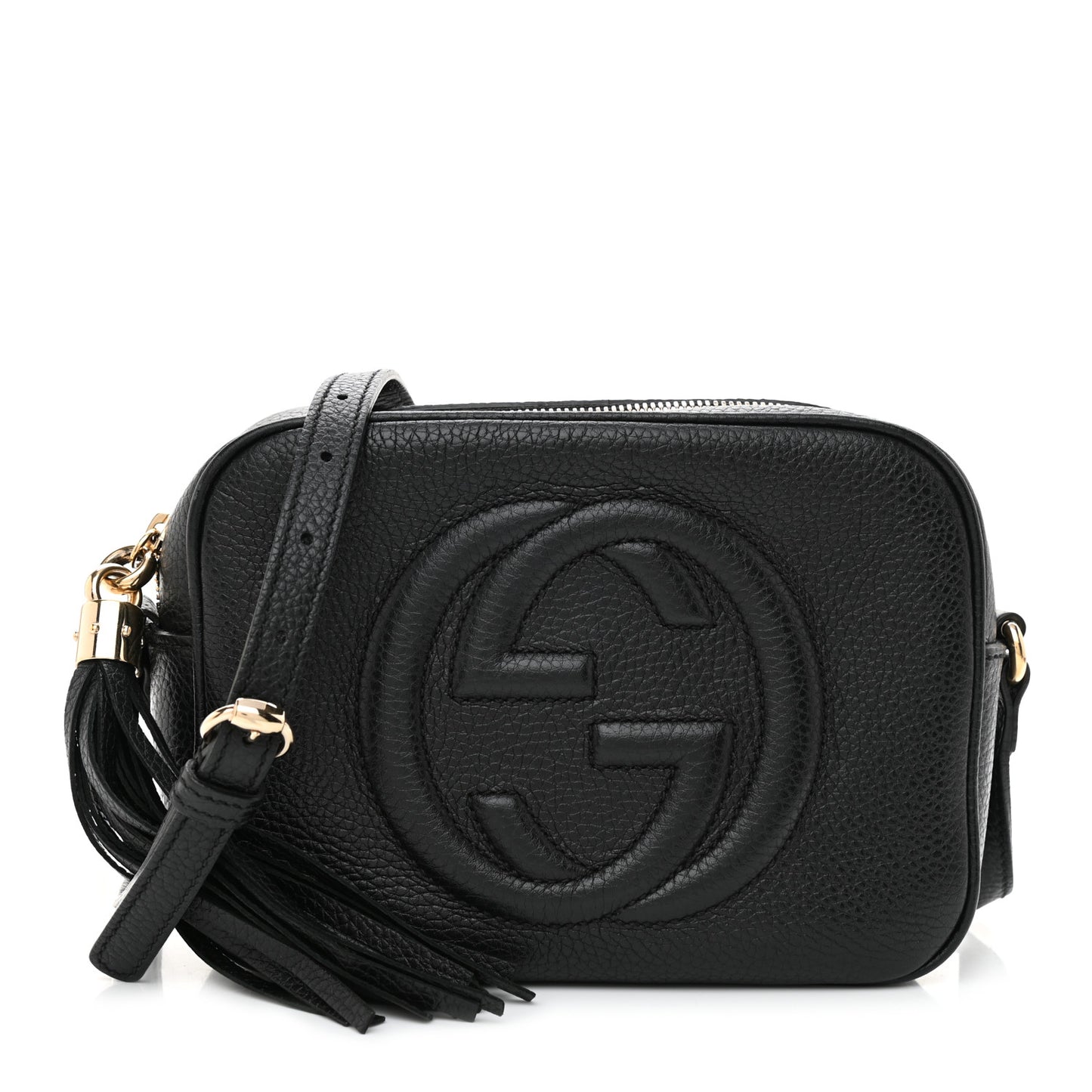 Pebbled Calfskin Small Soho Disco Bag Black