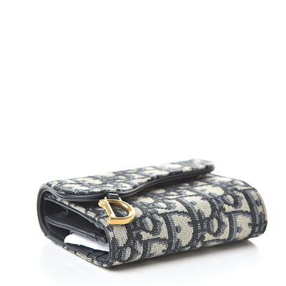 Christian Dior Oblique Saddle Card Holder Blue 4 of 8