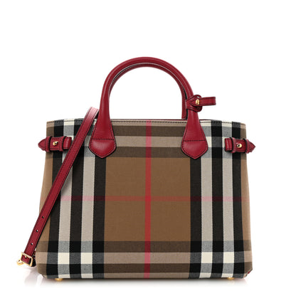 Burberry House Check Grainy Calfskin Medium Banner Tote Russet Red 1 of 9