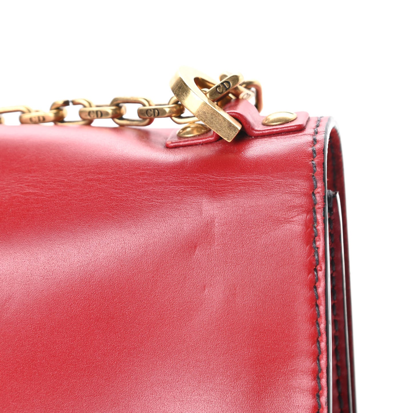 Calfskin J'Adior Chain Flap Bag Red