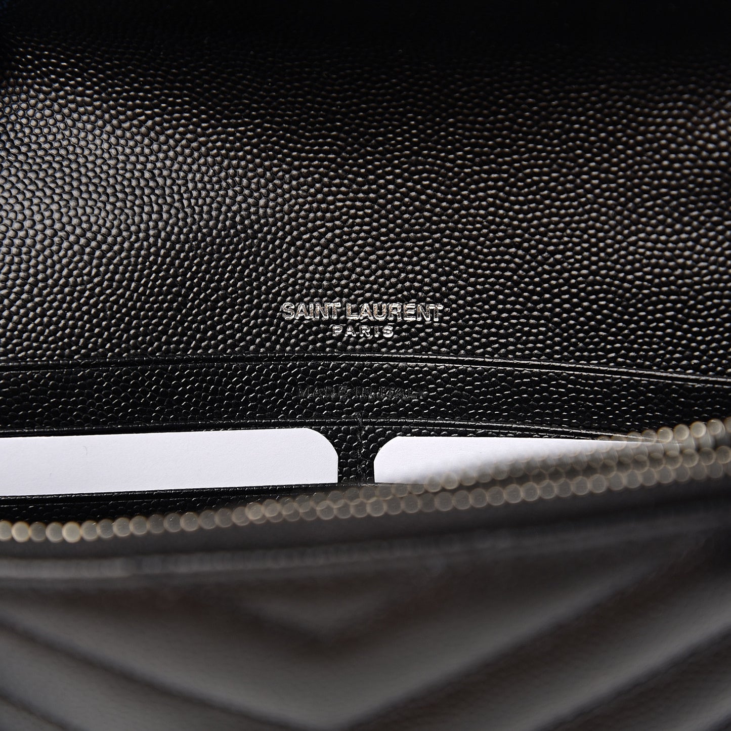 Grain De Poudre Matelasse Chevron Monogram Envelope Chain Wallet Black