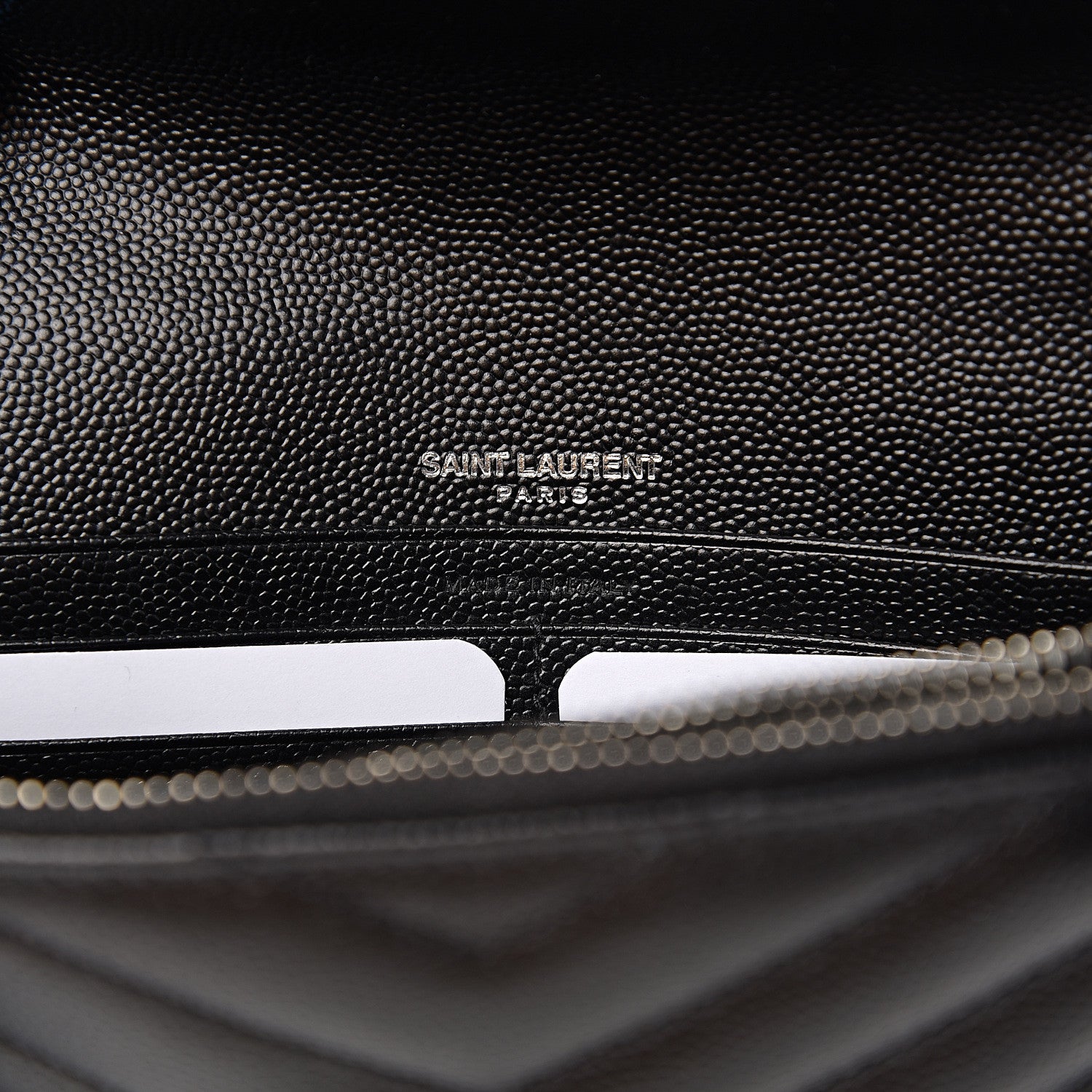 Saint Laurent Grain De Poudre Matelasse Chevron Monogram Envelope Chain Wallet Black 5 of 8