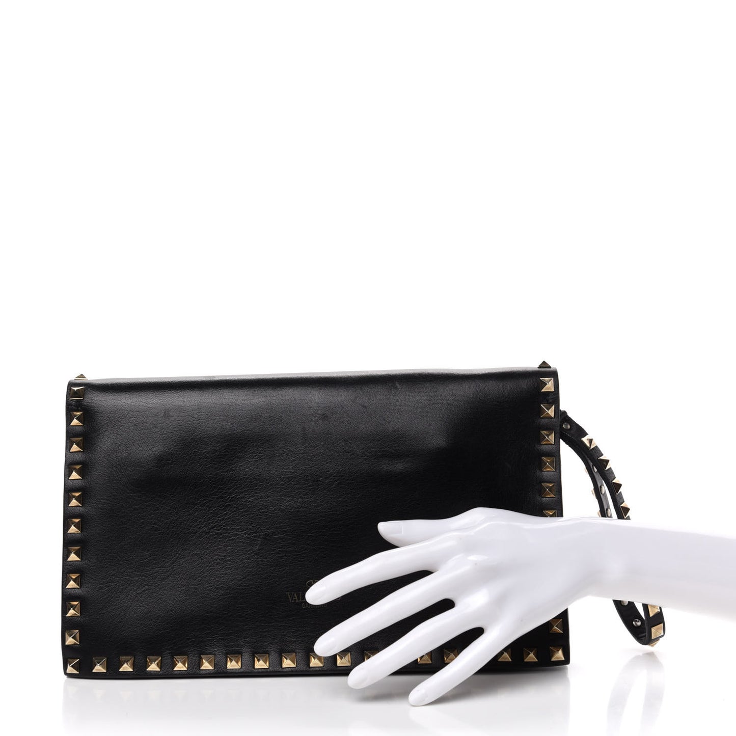 Nappa Rockstud Wristlet Clutch Black