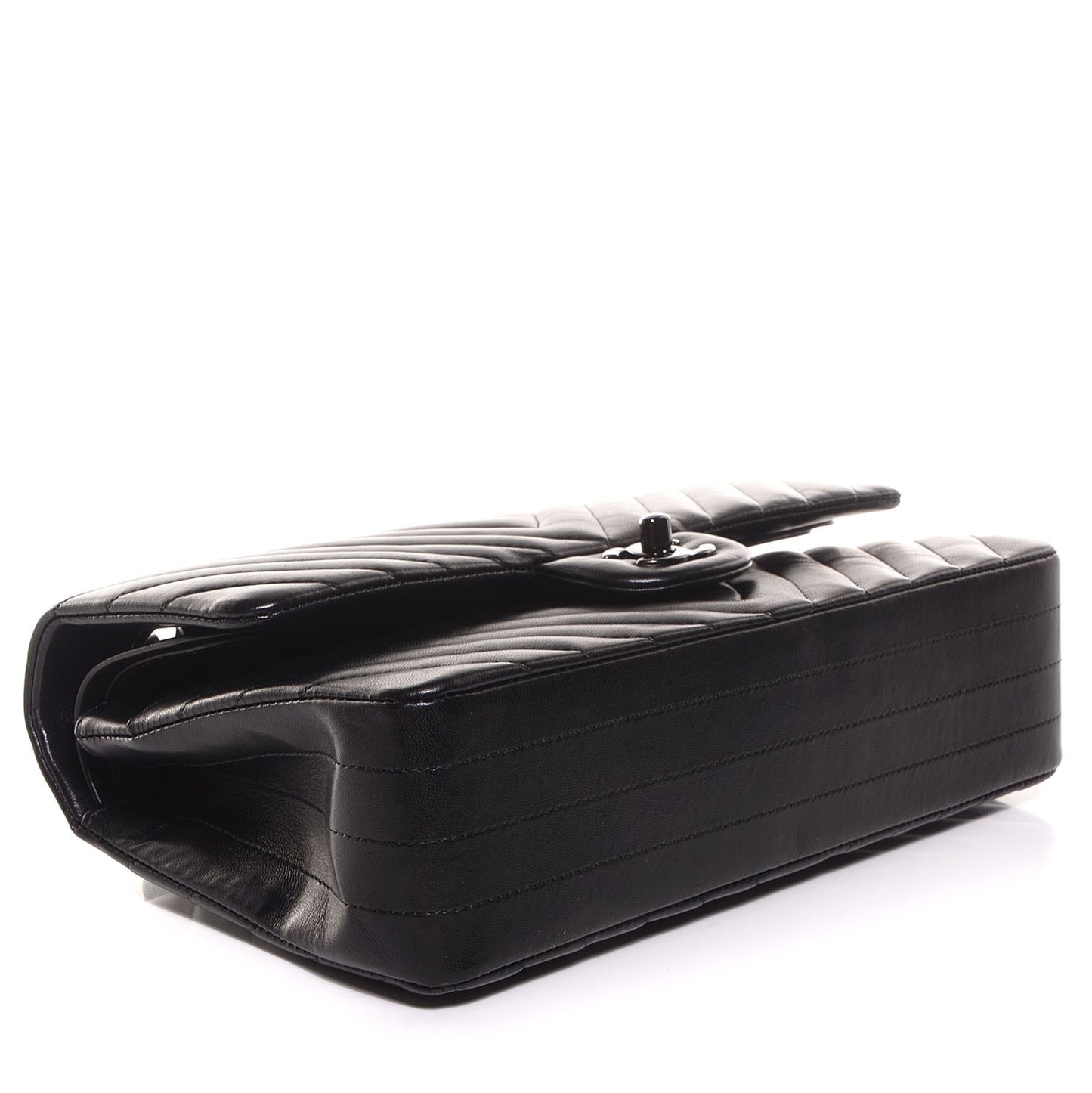 Lambskin Chevron Medium Double Flap So Black