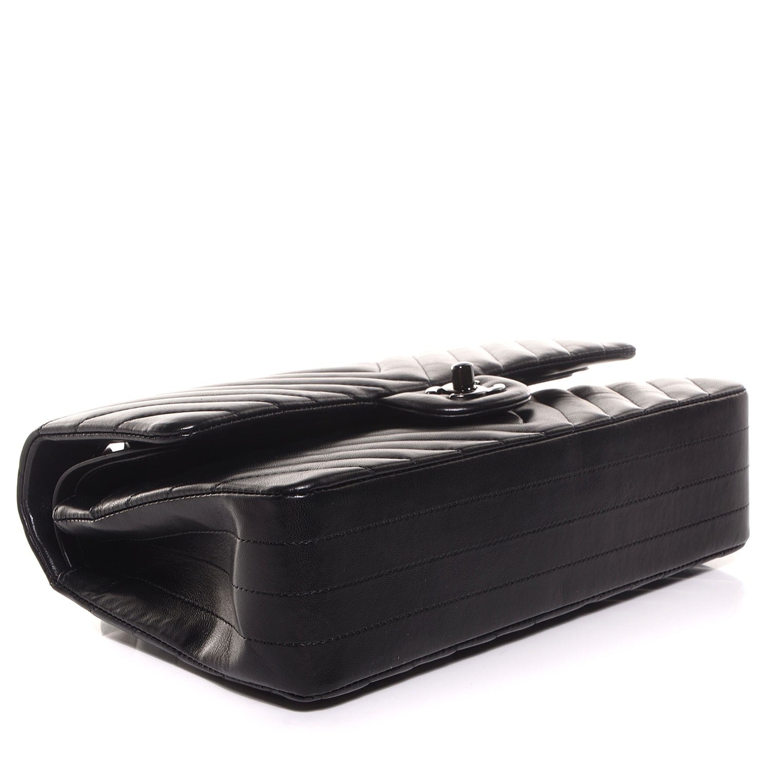 Chanel Lambskin Chevron Medium Double Flap So Black 4 of 9