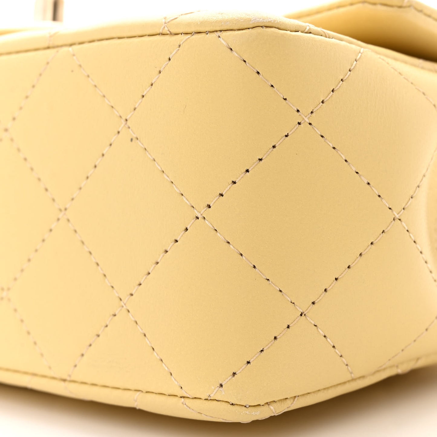 Lambskin Quilted Mini Top Handle Rectangular Flap Yellow