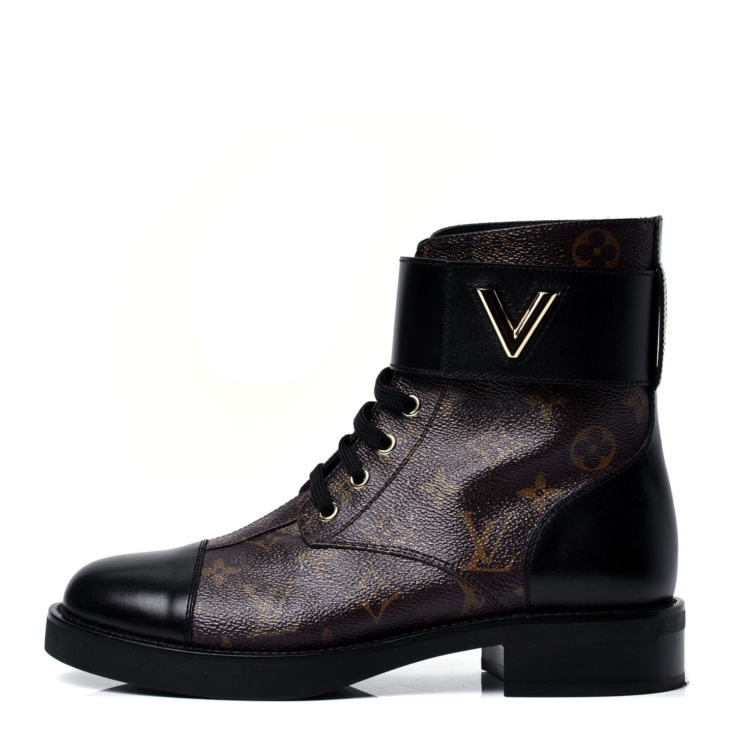 Calfskin Monogram Wonderland Flat Ranger Boots 36 Black