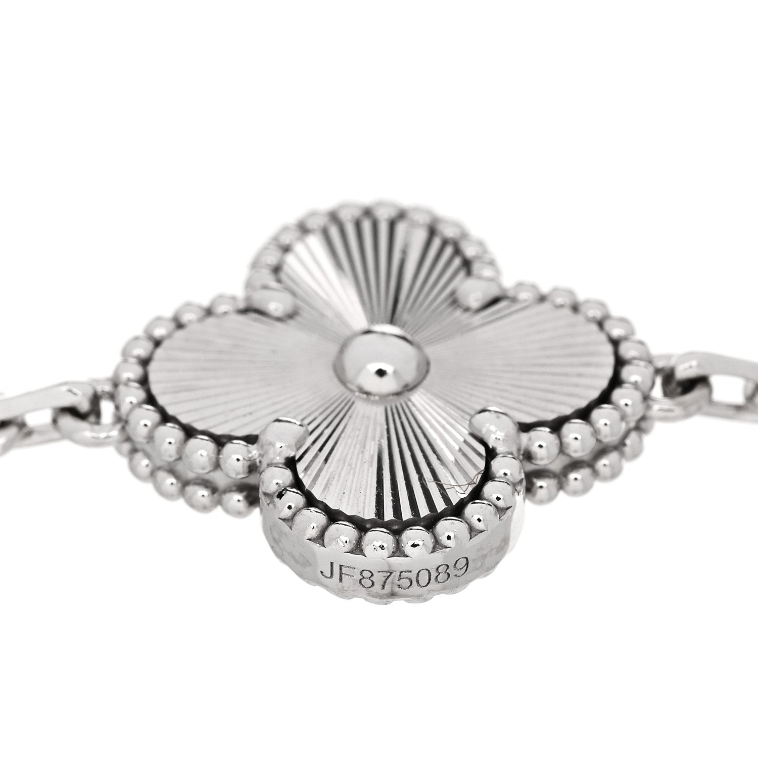 Van Cleef & Arpels 18K White Gold 5 Motifs Guilloche Vintage Alhambra Bracelet 3 of 5