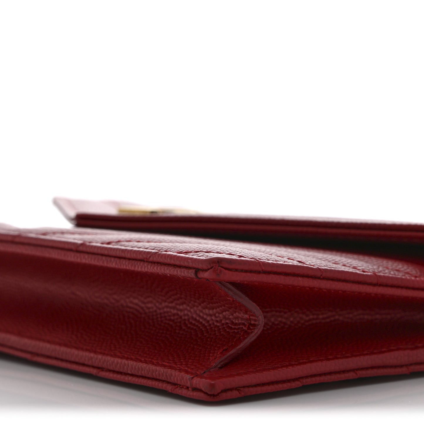 Grain De Poudre Matelasse Chevron Monogram Envelope Chain Wallet New Red