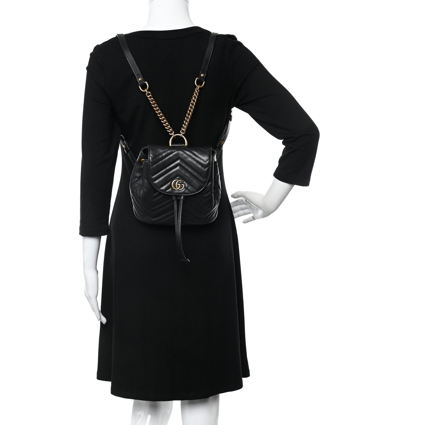 Calfskin Matelasse GG Marmont Flap Backpack Black