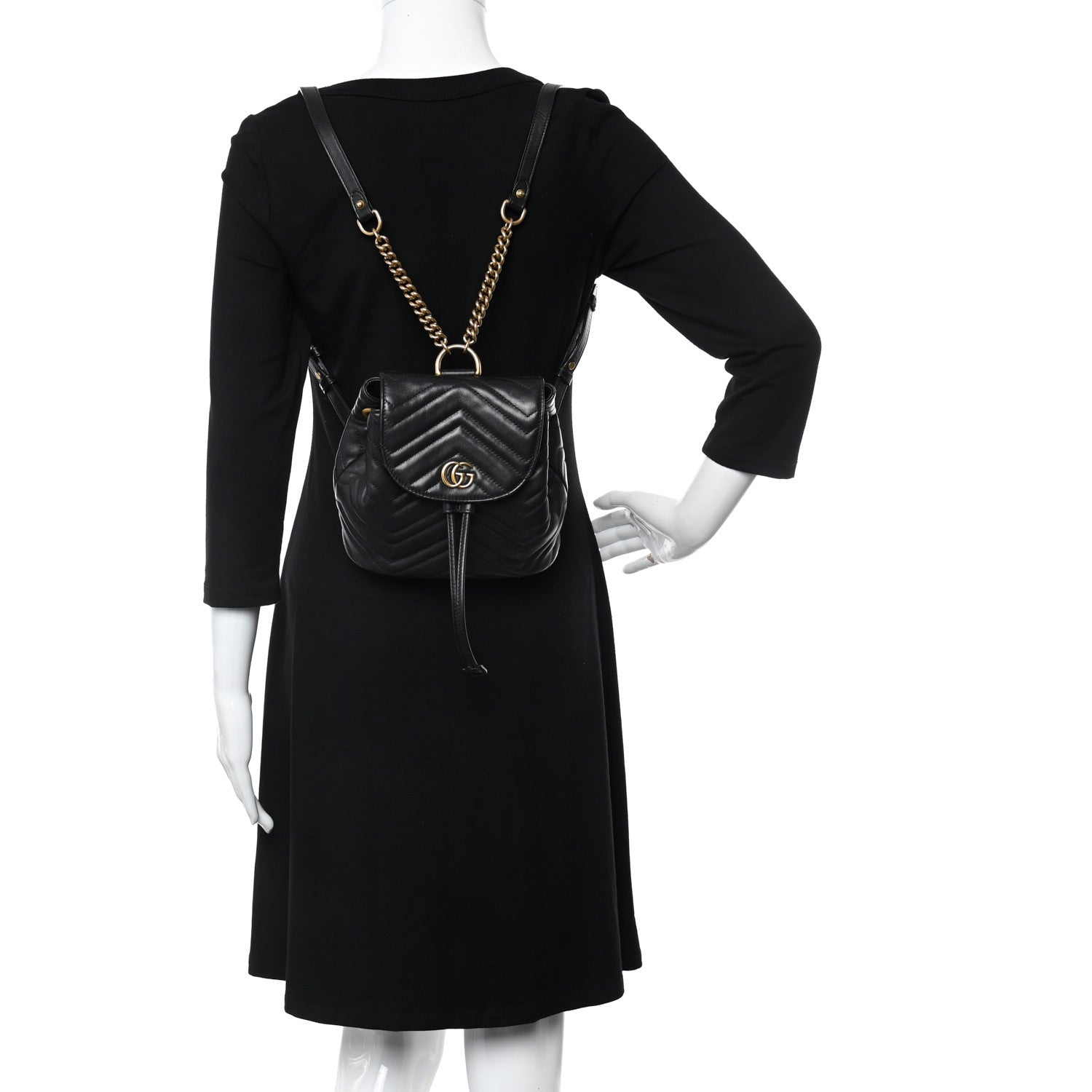 Gucci Calfskin Matelasse GG Marmont Flap Backpack Black 2 of 13