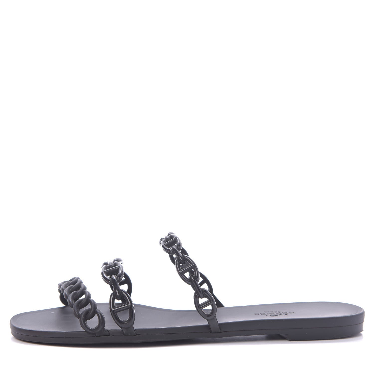 Hermes Rubber Chaine d'Ancre Rivage Sandals 38 Black 1 of 10